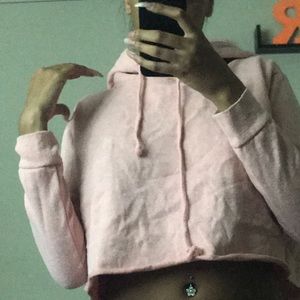 Pink crop hoodie
